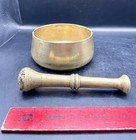 Vintage Antique Solid Brass Med large Mortar   Pestle Apothecary Pharmacy 3 Lbs