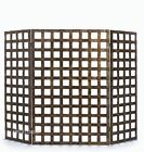 Old World Iron Woven Brass Nail Head Fireplace Fire Screen French Tuscan Gothic 