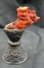 Antique Old Silver With Coral Lamp Decorated Rare Old Peace Circa 350 B c 