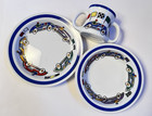 Vintage 2002 Tiffany   Co Race Cars Child Dining Set Bowl Plate Cup Japan