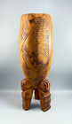 Vintage Carved Wood Polynesian Tiki Hawaiian Figural Vessel Decor 17  Tall