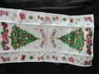 Vintage Linen Towel Christmas Tree Print Red Green Gold Tw339