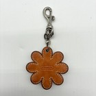 Coach Flower Keychain Bag Charm Pink Leather Good Auth 6cm Pre-owned