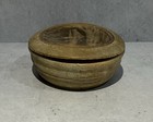 Vintage Primitive Hand Turned 4    Wooden Trinket Box With Lid