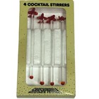 4 Hand Blown Glass Airplane Swizzle Stir Sticks Lot Vtg Aviation Pilot Barware
