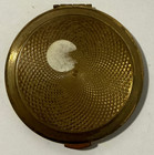 Vintage Round Powder Compact Mirror Gold Tone red Beauty Case