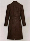 Women s Brown Suede Leather Trench Coat Lambskin Genuine Leather 