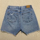 American Eagle Womens 00 Jean Shorts Blue Denim Distressed Baggy Mom Inseam 4 