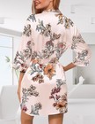 Womens Satin Kimono Robe Silk Robes Floral Bathrobe Bride