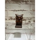Vintage Hand Carved Wooden Owl Figurine Rustic Folk Art Miniature Bird Decor Mcm