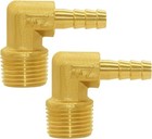 Brass Hose Fitting 90 Degree Elbow 1 4  Barb X 3 8  Npt Male Pipe Water fuel    