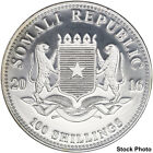 2016 Somalia 100 Shillings African Wildlife Elephant 1 Oz  999 Fine Silver Coin