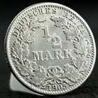 Deutsches Reich  beautiful  German Empire 1 2  half  Mark 90  Silver Coin   900 