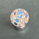 Contemporary Handmade Art Glass Marble  99  White Blue Swirl  Dots  Uv Blue Mib 