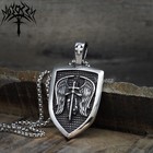 Archangel Saint St Michael Medal Shield Pendant Necklace Stainless Steel Chain