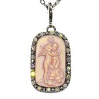 Kirks Folly Glass First Kiss Cherub Angel Pendant   Charm Necklace Silvertone