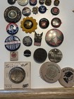 Vintage Lot Of 50 Button Pin  Random Lapel Pins   Button Pins  Tokens And Stamps