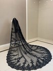 Black Gothic Wedding Veil 3 M Long 1 Layer Lace Cathedral Length Veil With Comb