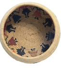 Vtg  Large Lidded Coiled Basket W people Holding Hands-  friendship  Beautiful