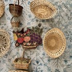 Vtg Lot Of 11 Baskets Woven Wicker Grass Ratan Boho Farmhouse Wall Decor Hanging