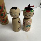 Lot  9 Wooden Japanese Kokeshi Doll Figures
