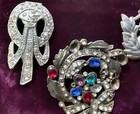 Lot Of 2 Antique Shoe Clips One Brooch For Crafts Repair Rhinestone Etc Read