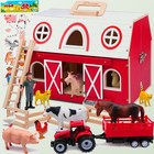 Wooden Barn Toy Set With Farm Animals  Sticker