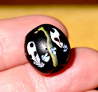Antique Venetian Black Lampwork Italian Ghost Bead Floral Designs African Trade 