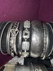 Huge Antique Vintage Jewelry Lot Silvertone Bangle Bracelets Hinged Etched 39 Pc