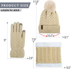 Fleece Lined Knit Winter Set  Women s Beanie  Scarf   Touchscreen Gloves