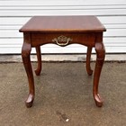 Dark Wood Queen Anne Style End Table Faux Drawer Handle - Local Pickup Only