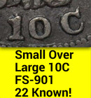 1829 Ngc Vf  small Over Large 10c  Fs-901 R-4 Very Rare Variety  Key Bust Dime