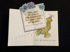 Vintage Hallmark Birthday Greeting Card Pop-up Embossed Belated Turtle Unused