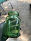 Vtg Emerald Green Glass Mustard Jar Bottle Hand Blown Pointil Antique