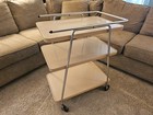 Vintage Cosco 3 Tier Cart Metal Rolling Bar Serving Mcm Atomic Retro Beige Tan
