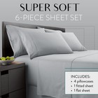 Queen Sheet Set 6 Piece Hotel Quality Bed Sheet W  4 Pillowcase - Microfiber    