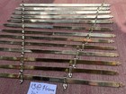 13 Antique Brass Stair Rods Hinged Brackets Gothic Fleur De Lys 67cm 30 