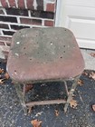 Vtg Lyon Toledo Style Steel Drafting Bar Stool Seat Metal Base Industrial Rustic