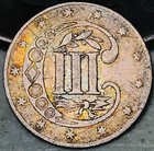 1861 Three Cent Silver Piece Trime 3c Type 3 Civil War Date Us Coin Cc26249