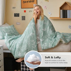 Twin Sage Green Floral Comforter Set Reversible Botanical Bedding 2 Piece