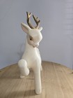 Vintage Mcm Christmas Fawn Deer Lamb Gold Spots Ceramic Figurine Kitschy Heavy