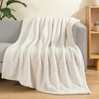 Soft Plush Fleece Throw Blanket For Couch Ivory