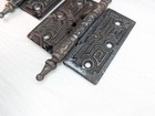 1800 s Antique Pair Ornate Victorian Eastlake Steeple Tip Cast Iron Door Hinges