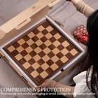 Walnut Chess   Checkers Set With Storage Drawer  15  Board  Weighted Pieces