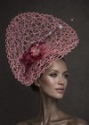 Royal Ascot Kentucky Derby Pink Mesh And Flowers Large Fascinator