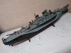 Vtg Us Navy Missouri Flagship 1945 Battery Power 32  Wood Model Boat Ww2 Rc Toy