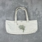 Gaiam White Canvas Yoga Mat Tote Bag     Green Embroidered Tree Design