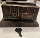 Banthrico Cable Car Trolley Citizens Federal Savings Brass  Coin Bank W key