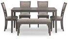 Wrenning - Dining Room Table Set  set Of 6  - Gray