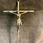 Vintage Mid-century Modern Crucifix Jesus Cross Wall Hanging Brass Metal